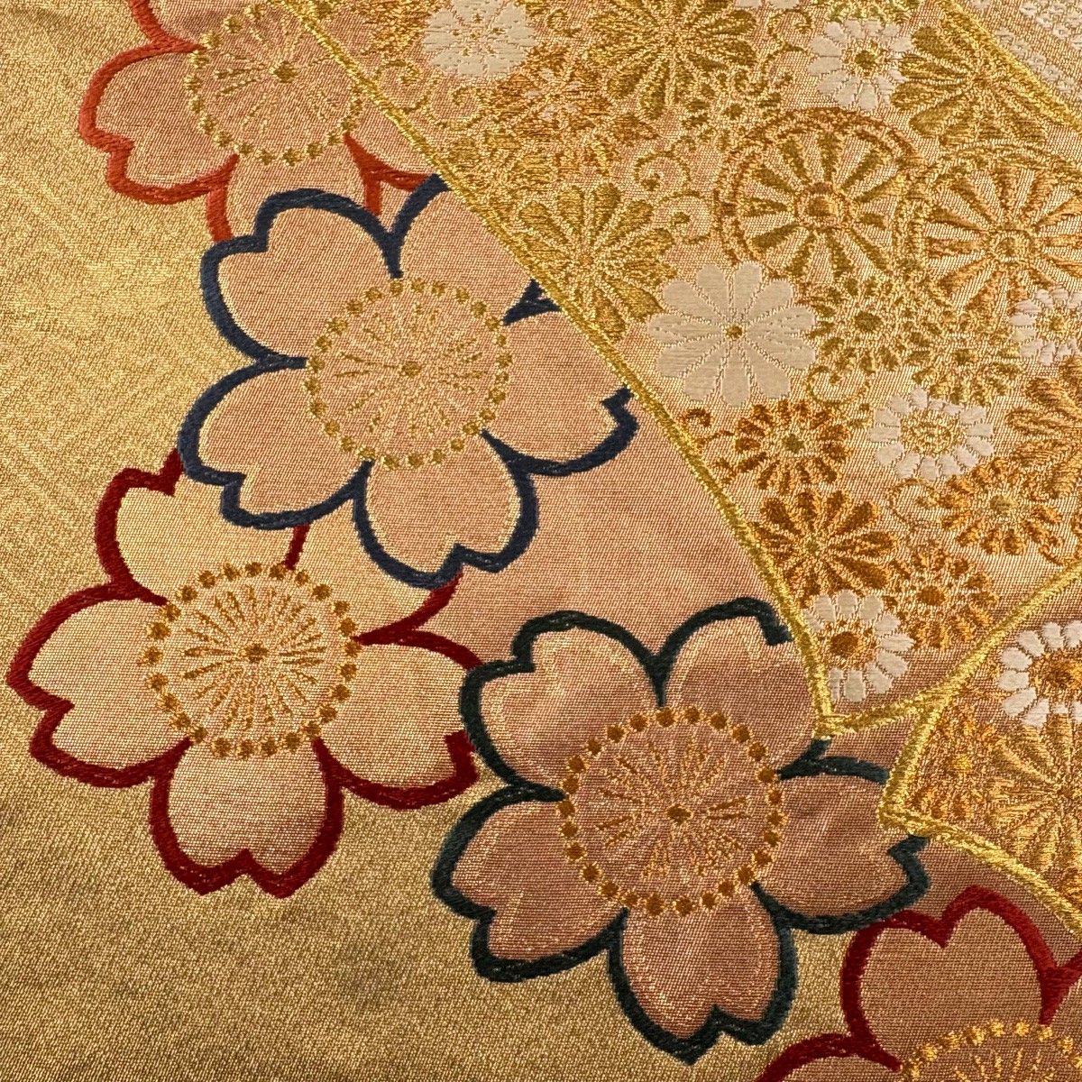 振袖 身丈163.5cm 裄丈64cm M 袷 袋帯フルセット 花車 桜 金糸 金銀彩