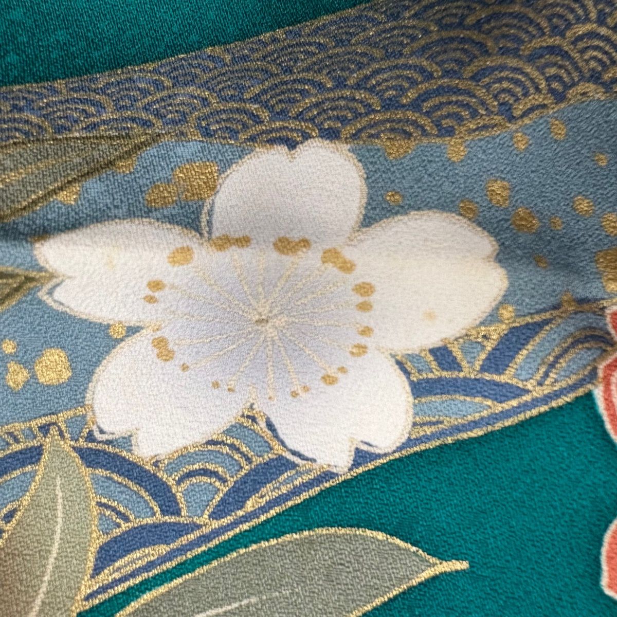振袖 身丈163.5cm 裄丈64cm M 袷 袋帯フルセット 花車 桜 金糸 金銀彩
