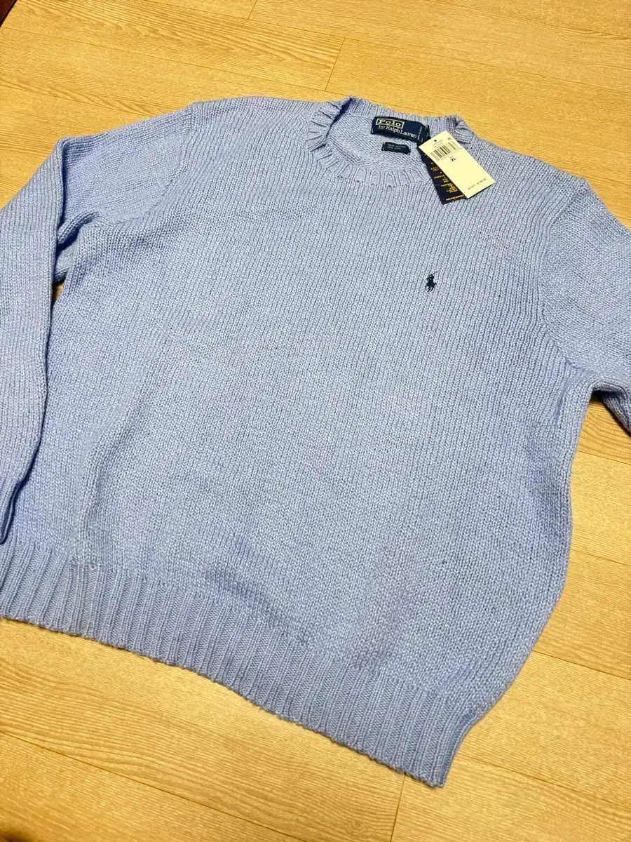 (新品 XL) POLO ポロ ウール ニット セーター ブルー