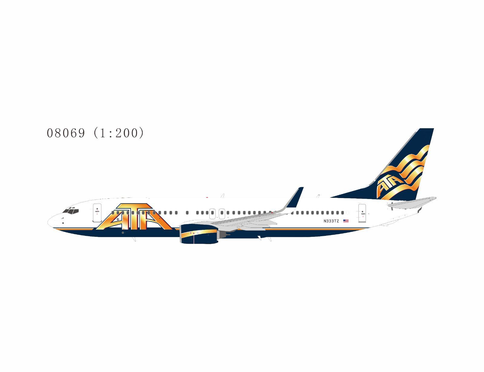 NGmodel アメリカン・トランス・エア - ATA航空 737-800 N333TZ 1/200 08069