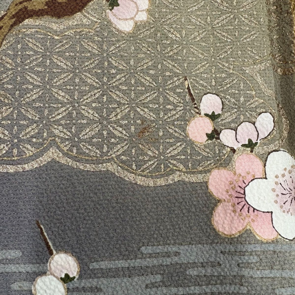 逸品◇未使用!花井幸子落款◇正絹◇極上色無地158.7cm一つ紋(丸に五三