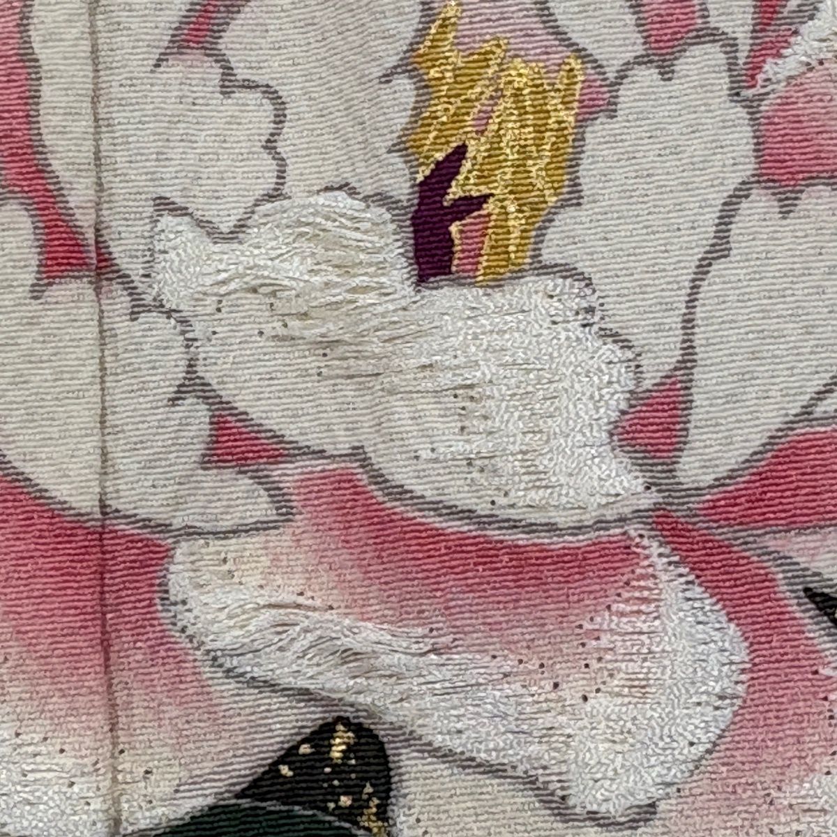 振袖 身丈160cm 裄丈64cm M 袷 落款 牡丹 菊 金彩 刺繍 ピンク 正絹 秀