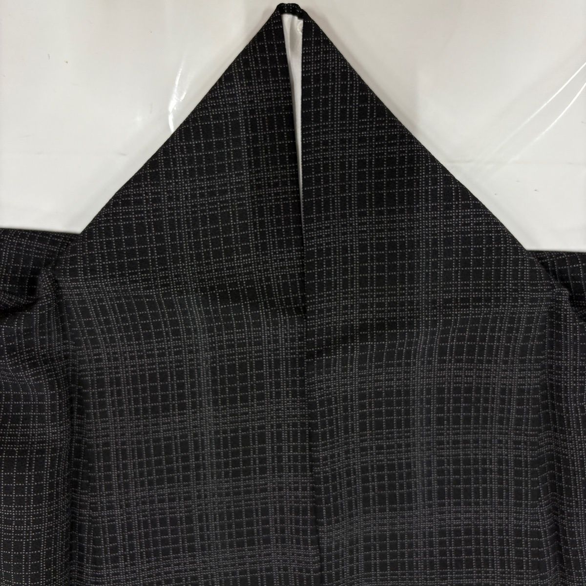 美品】 江戸小紋 身丈162.5cm 裄丈63cm S 袷 服部光擴 落款 格子 墨色