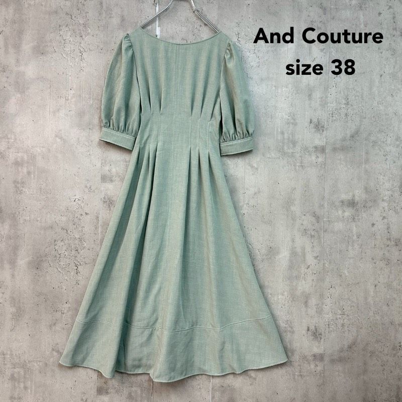 And Couture アンドクチュール 38 グリーン 半袖 ワンピース ロング 