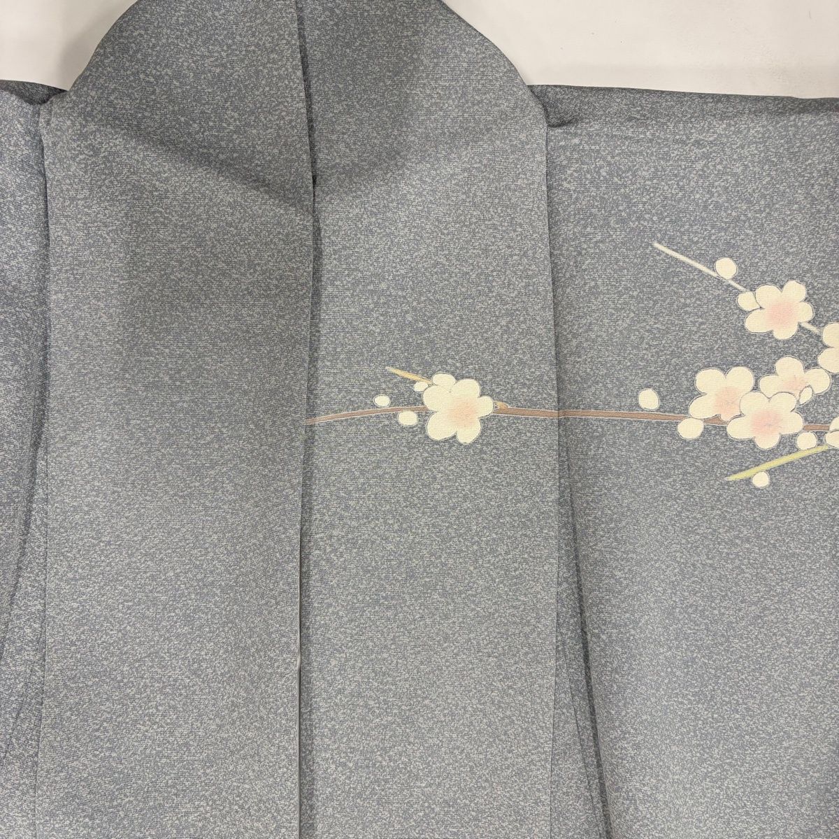 訪問着 身丈165cm 裄丈67cm M 袷 落款 鴛鴦 金銀彩 ぼかし 青灰色 正絹