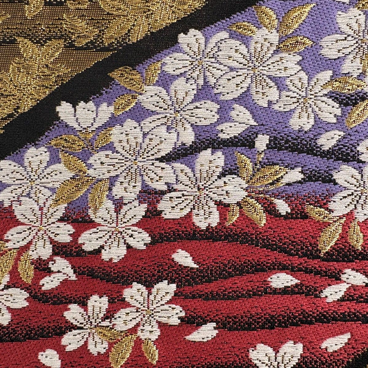袋帯 秀品 振袖向き 桜 霞 金糸 箔 青緑 六通 正絹 【中古】 - メルカリ