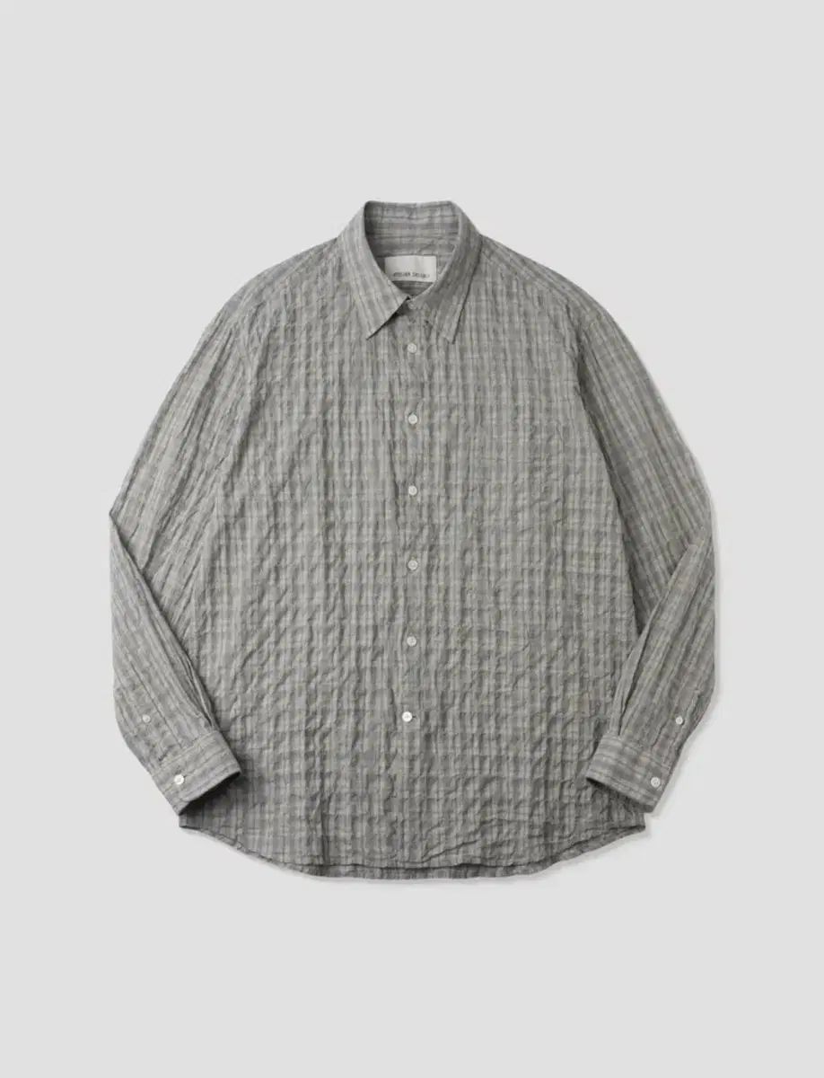 L アトリエ デルディオ コットン シャーリング シャツ チェック柄 (SAGE GREY)