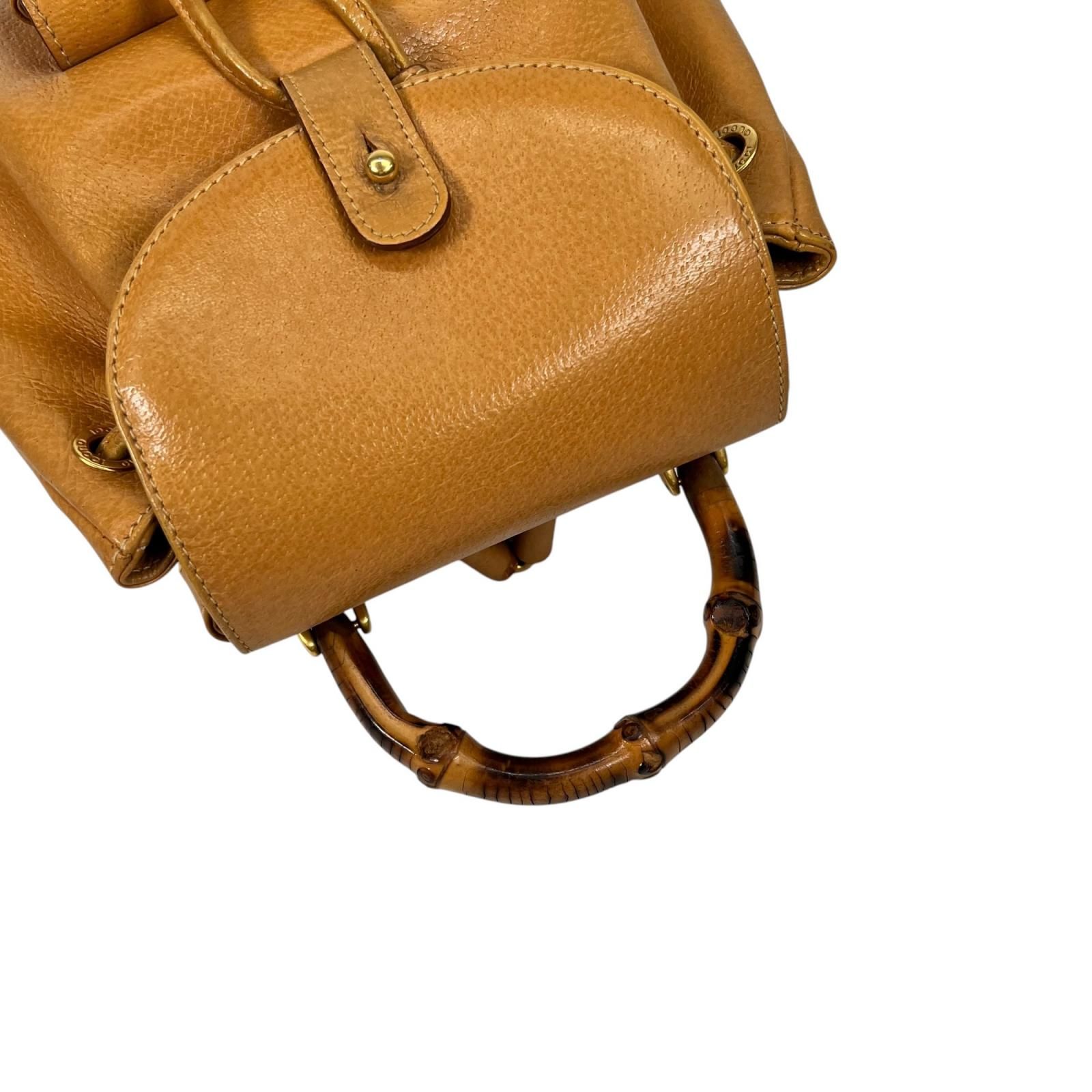 新着】GUCCI バンブー リュック ピッグスキン レザー ゴールド