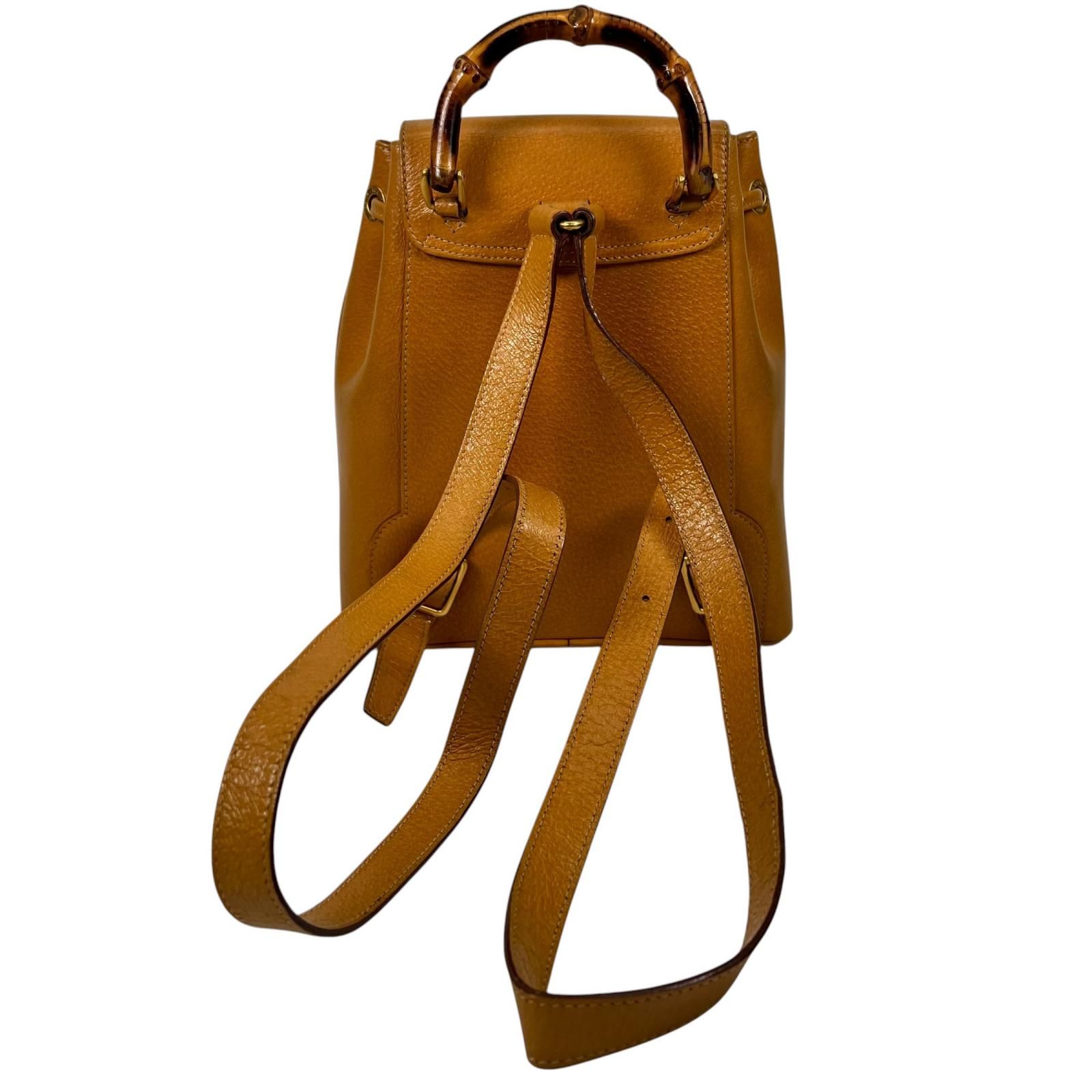 新着】GUCCI バンブー リュック ピッグスキン レザー ゴールド