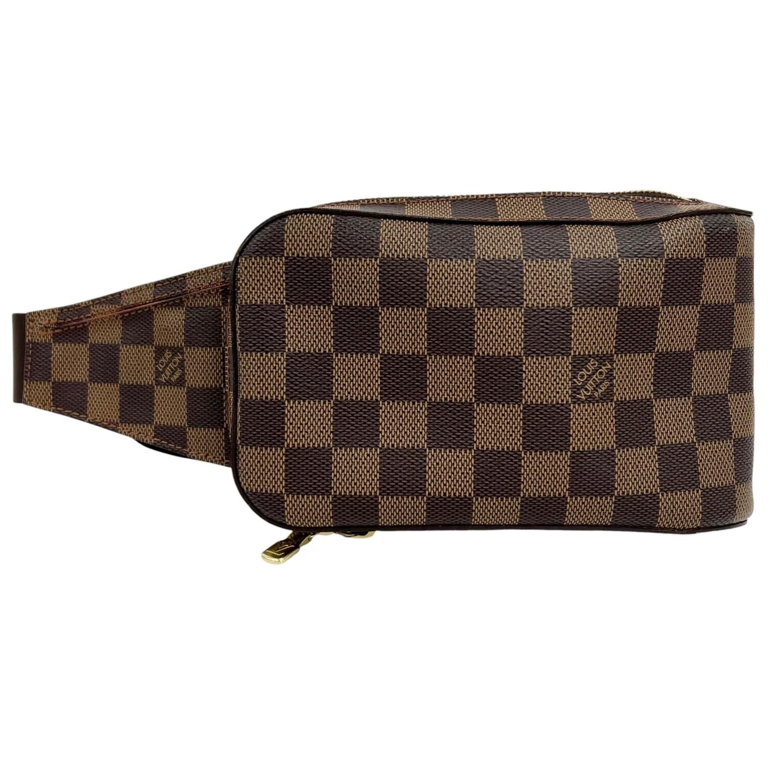 【新着】LOUIS VUITTON ジェロニモス ダミエ ダミエ レザー、PVC ブラウン ボディバッグ ゴールド N51994