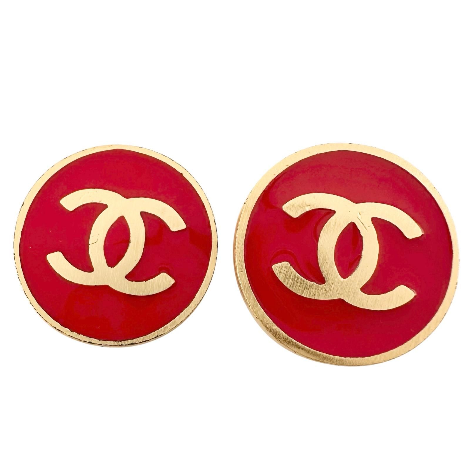 【新着】CHANEL ココマーク GP ゴールド、レッド イヤリング ゴールド