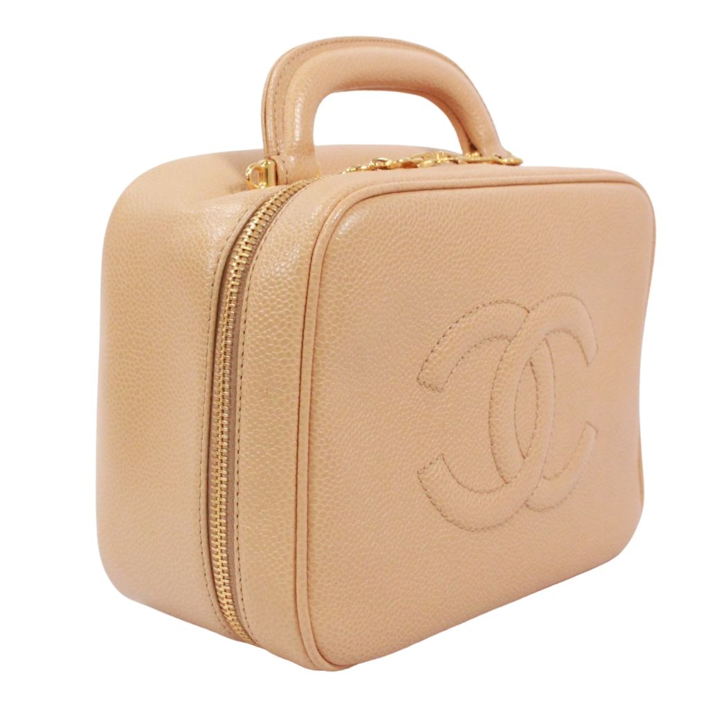 新着】CHANEL ココマーク バニティバッグ キャビアスキン ベージュ