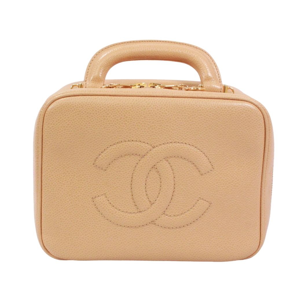 新着】CHANEL ココマーク バニティバッグ キャビアスキン ベージュ