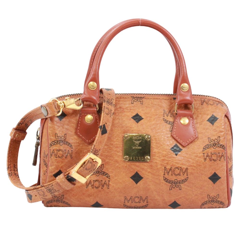 新着】MCM ヴィセトス ミニボストンバッグ レザー ブラウン ショルダー