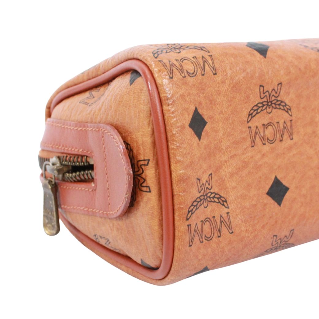 MCM ヴィセトス　レザー　ミニボストンバッグ　美品 新着】MCM ヴィセトス ミニボストンバッグ レザー ブラウン ショルダー