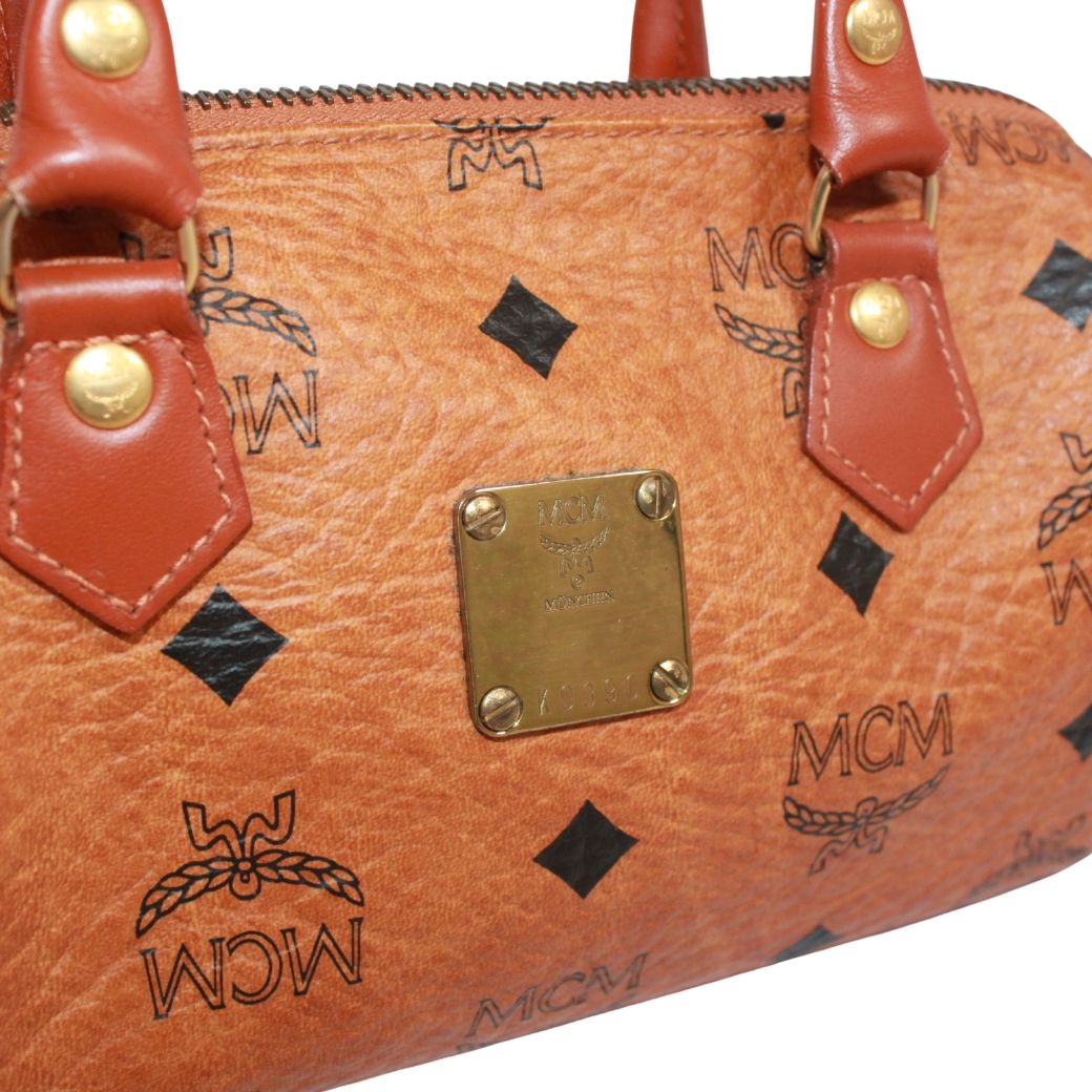新着】MCM ヴィセトス ミニボストンバッグ レザー ブラウン ショルダー