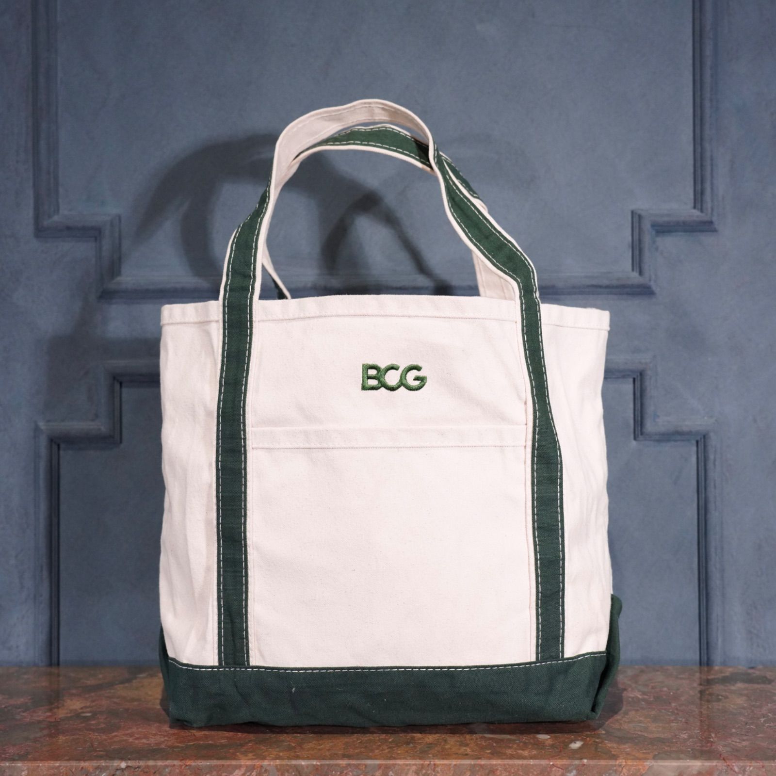 USA SATCHELS NEW YORK BY aaa INNOVATIONS BCG EMBROIDERY DESIGN CANVAS TOTE BAG/アメリカ古着刺繍デザインキャンバストートバッグ