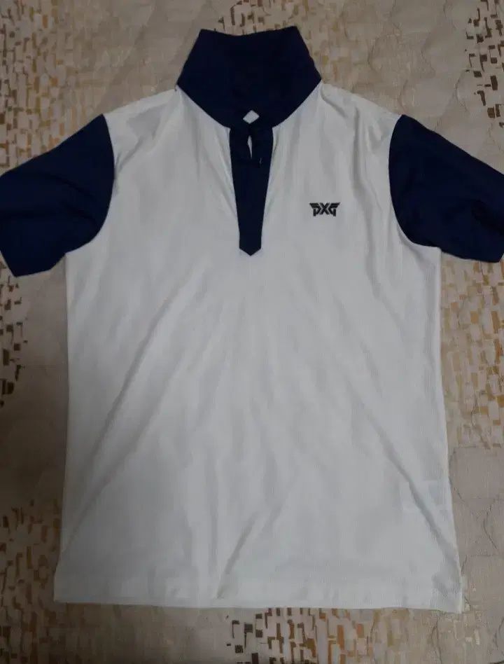 PXG ゴルフウェア 半袖 カラーTシャツ 白・ネイビー M