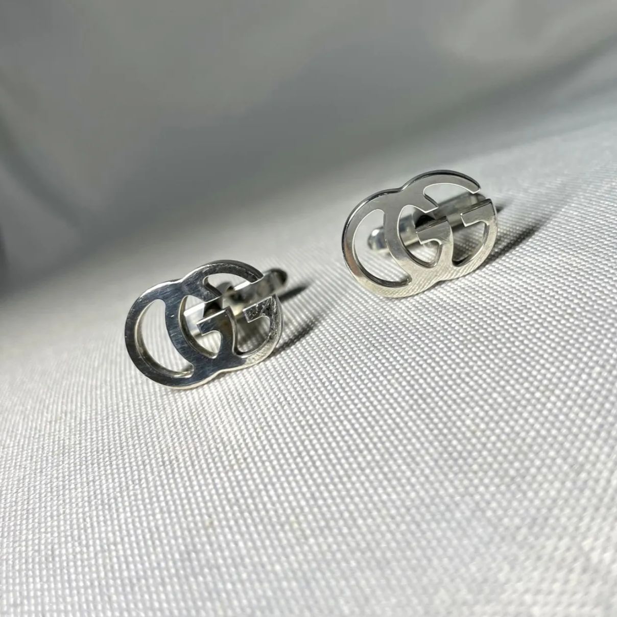 希少 GUCCI グッチ インターロッキングG GG ロゴデザイン スターリングシルバー カフス カフリンクス AG925 SV925 メンズアクセサリー