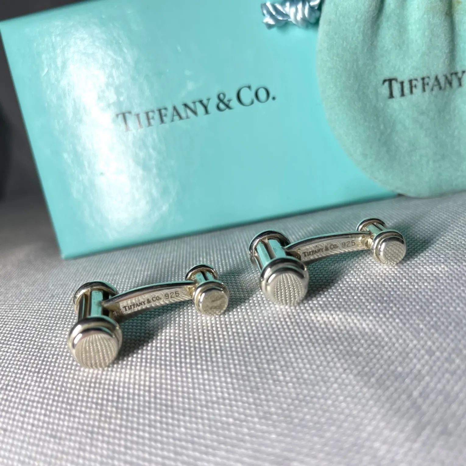 廃盤 Tiffany ティファニー ローラーデザイン ヴィンテージカフス カフリンクス ボタン スターリングシルバー SV925 付属有 メンズ