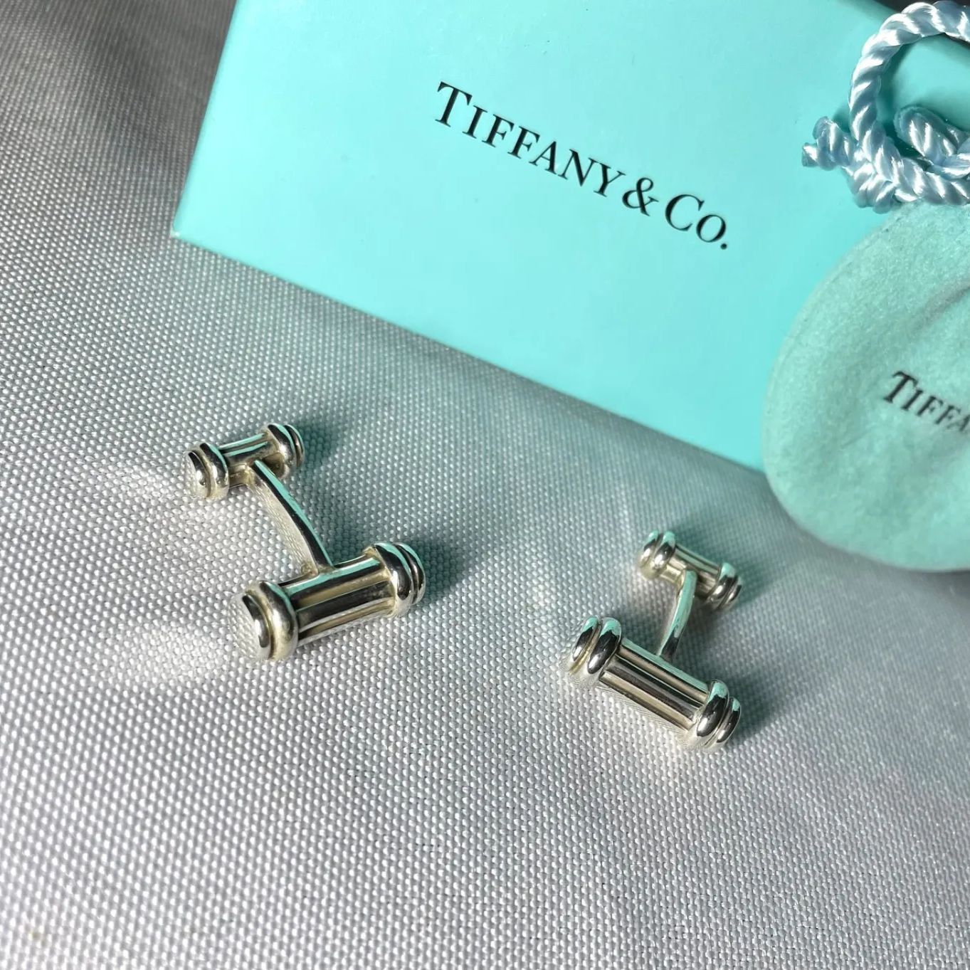 廃盤 Tiffany ティファニー ローラーデザイン ヴィンテージカフス カフリンクス ボタン スターリングシルバー SV925 付属有 メンズ