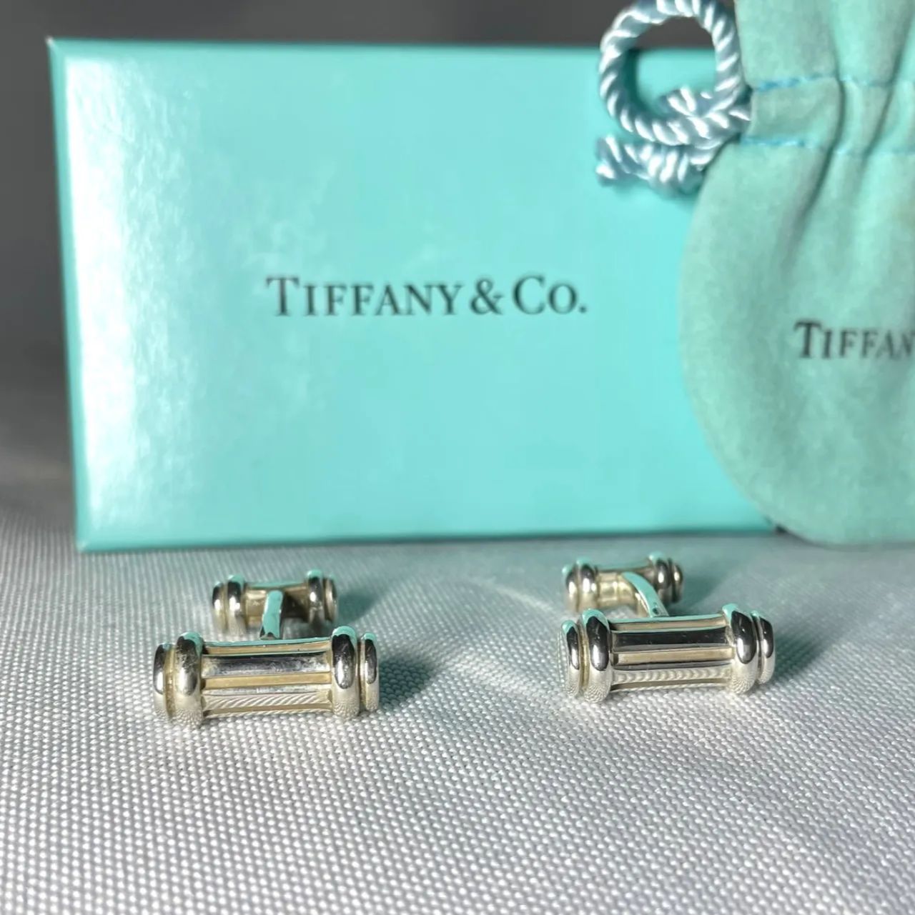 廃盤 Tiffany ティファニー ローラーデザイン ヴィンテージカフス カフリンクス ボタン スターリングシルバー SV925 付属有 メンズ