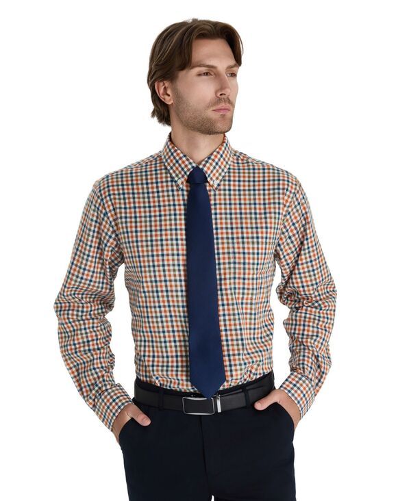 クラブルーム メンズ トップス シャツ Club Room Mens Fashion Plaid Pattern Poplin Shirt Brick チェック