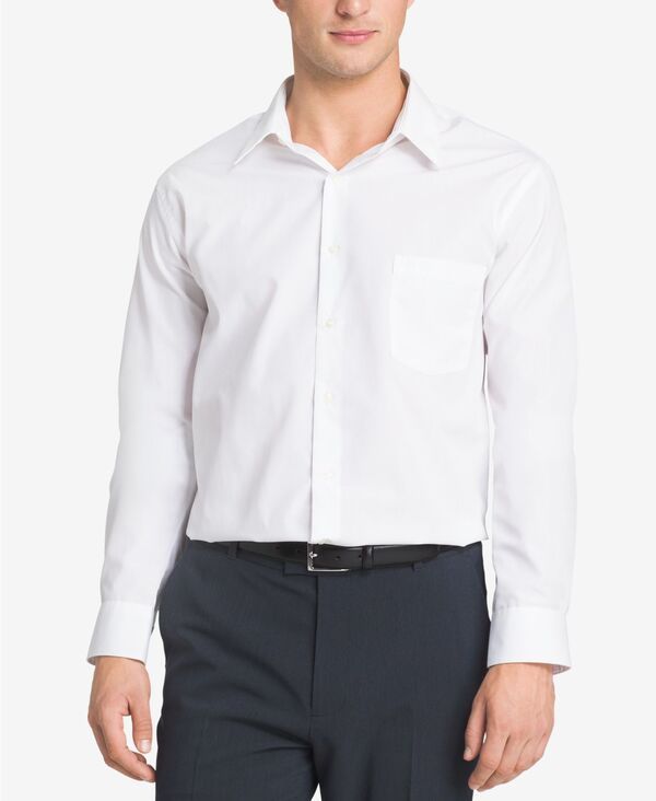 ヴァンハウセン メンズ トップス シャツ Van Heusen Mens Poplin Dress Shirt Classic Athletic Fit White ホワイト