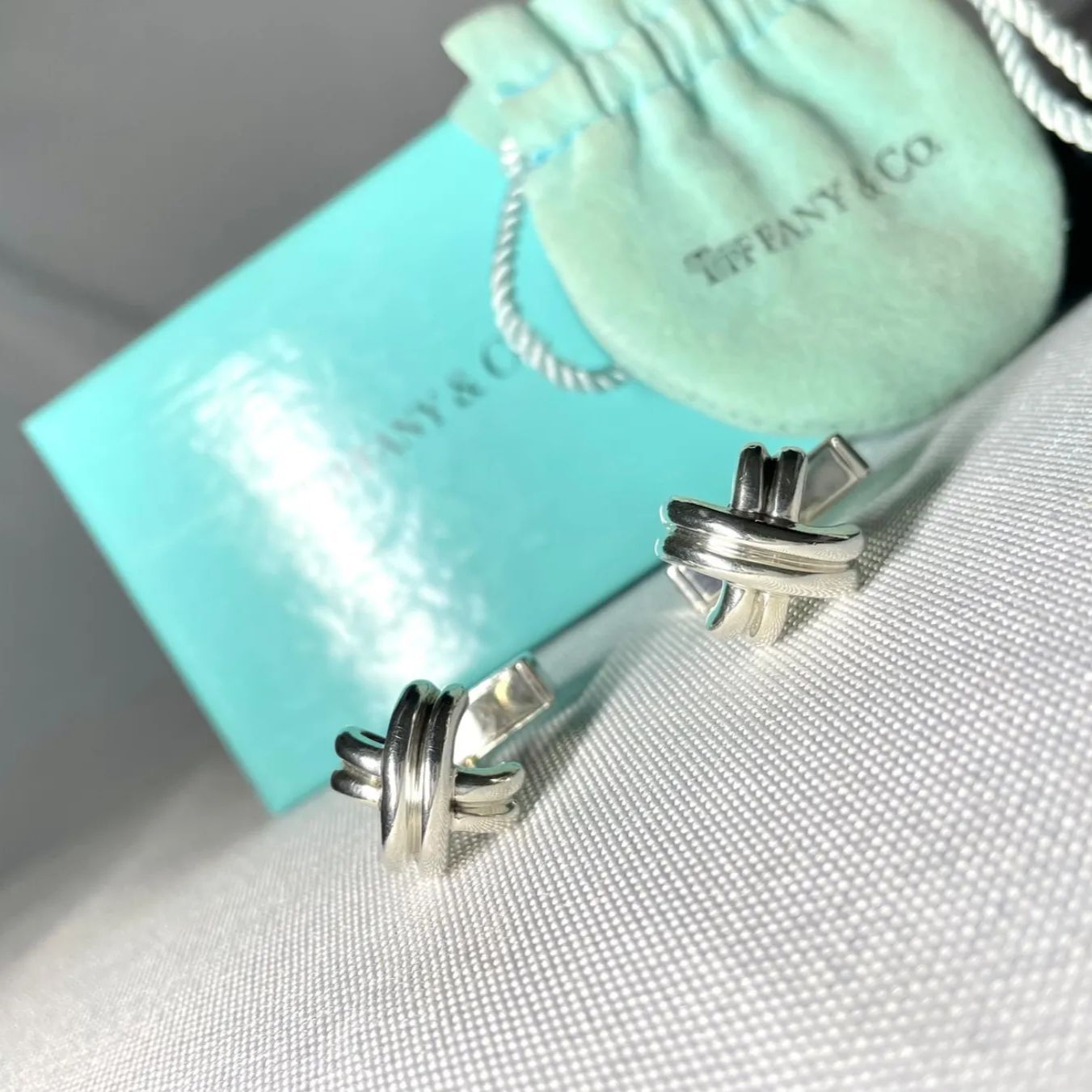 ティファニー 鏡面スターリングシルバー オーバルラインミラーカフス 廃盤 Tiffany ティファニー シグネチャークロス スターリングシルバー