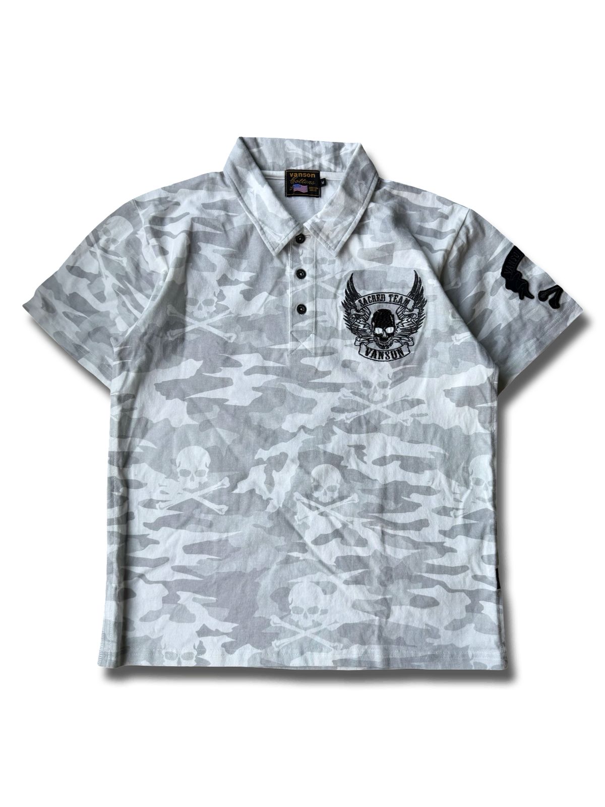バンソン ウィング スカル カモフラージュ 半袖 カラーTシャツ