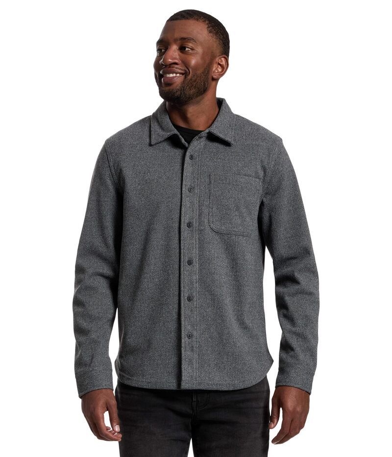 リヴァプール ロサンゼルス メンズ トップス シャツ ニット Liverpoolos Angeles Long Sleeve Button Up Herringbone Knit Shirt Grey