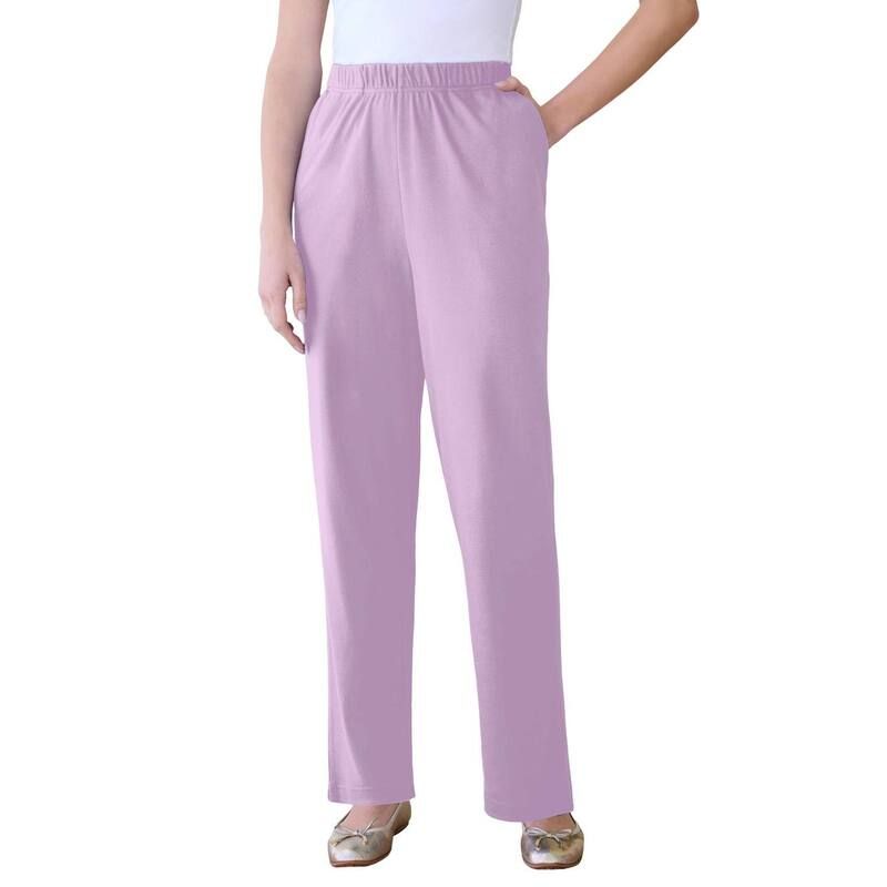 ロアマンズ レディース ボトムス カジュアルパンツ ストレート プラスサイズ ニット Roamans Womens Plusize Straight Leg Soft Knit Pull On Pan