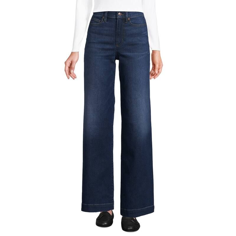 ランズエンド レディース ボトムス デニムパンツ ワイドレッグ ジーンズ Womens Lands End HighRise Wide Leg Jeans Royal Indigo インディゴ