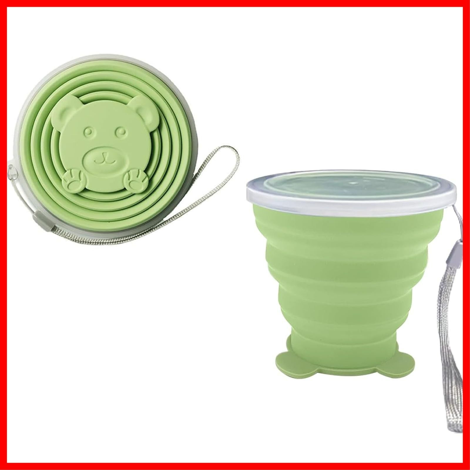 Perfect for outdoors, travel, and picnics (green), retractable mouthwash cup, reusable drink, stylish, multi-functional, portable, heat-resistant, lightweight cup with lid, silicone food-grade silicone folding cup, 180ml, travel folding cup