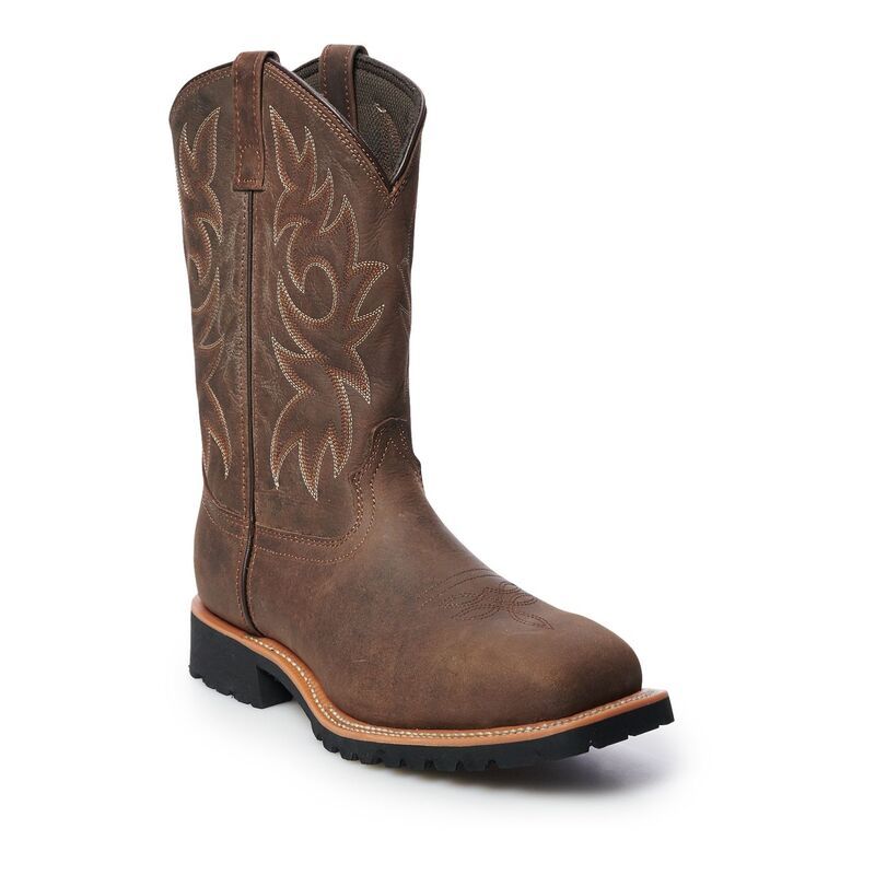 アドテック メンズ シューズ ブーツ・レインブーツ Tシャツ AdTec 9858 Mensteel Toe Western Work Boots Brown ブラウン