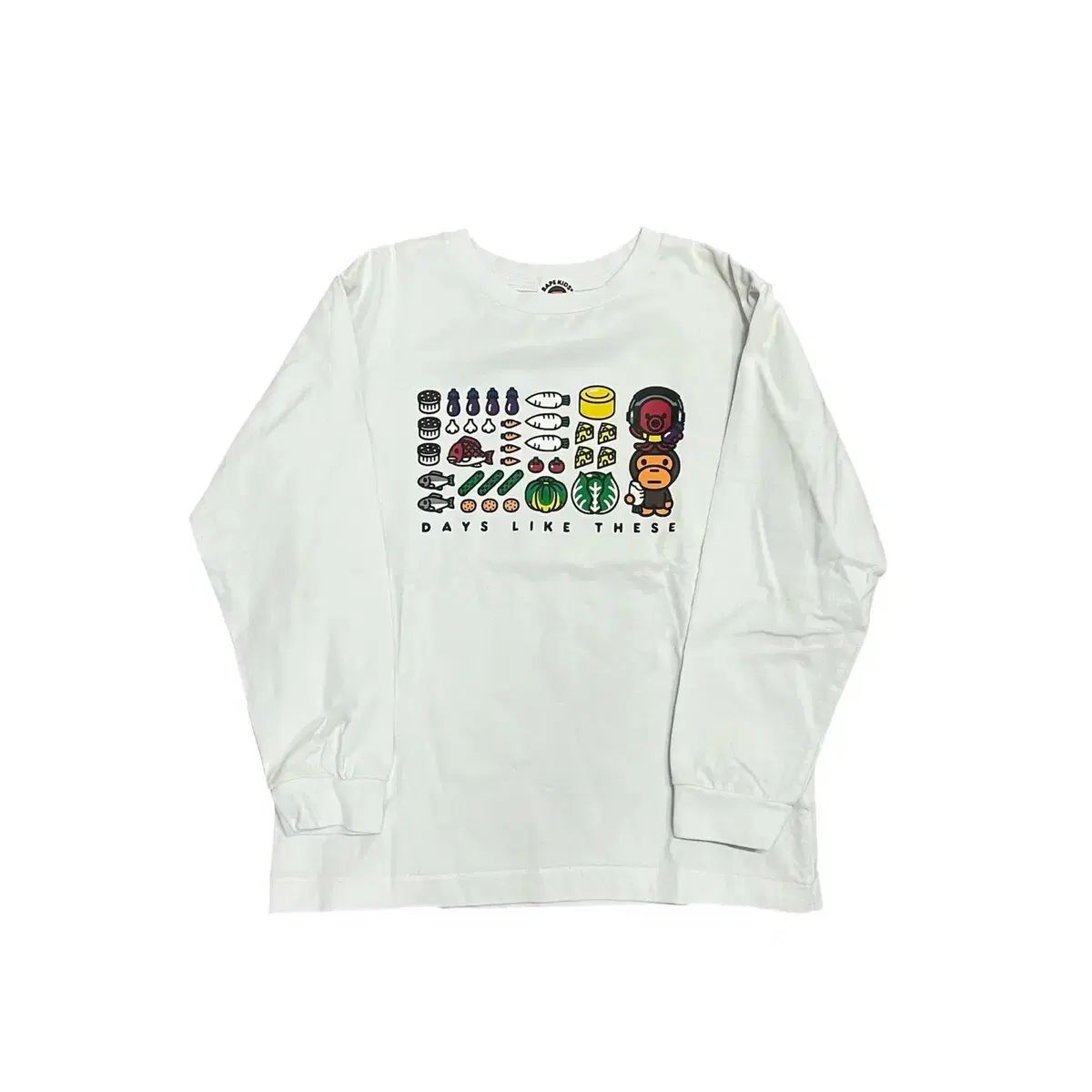 140 XS) ベイプ ベイビーマイロ フルーツ野菜 グラフィック ロング Tシャツ