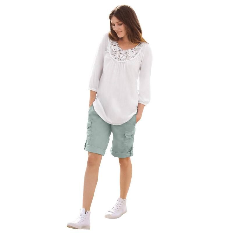 Ellos レディース ボトムス ハーフパンツ・ショーツ プラスサイズ ショートパンツ ellos Plusize Convertible Cargo Shorts Grey Spruce グレー