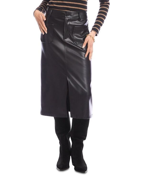 カレンケーン レディース ボトムスカート ミディ レザー フェイクレザー Karen Kane Faux Leather Midi Skirt Black ブラック