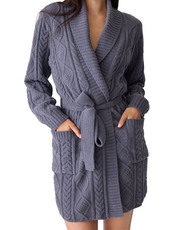 ピージェイサルベージ レディース アンダーウェア ナイトウェア ニット PJ Salvage Cable Knit Robe Charcoal チャコール