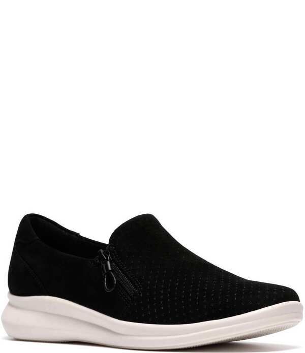 クラークス レディース シューズ スニーカー スエード Clarks Artisan Lynell Sky Nubuck Suede Side Ziperforated Slip On Sneaker