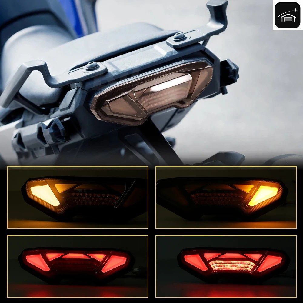E24 LEDテールライト ヤマハ MT-09 TRACER 900 9 GT FJ-09 FZ-09 MT-10 FZ-10 オートバイ用リアテールブレーキライトランプ（ウインカー付