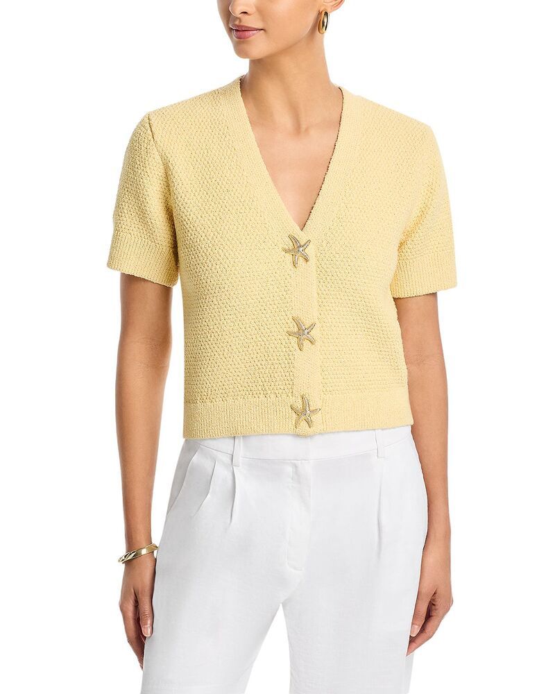 アクア レディース アウター カーディガン Vネック AQUA Starfish V Neck Cardigan Exclusive Canaryellow イエロー