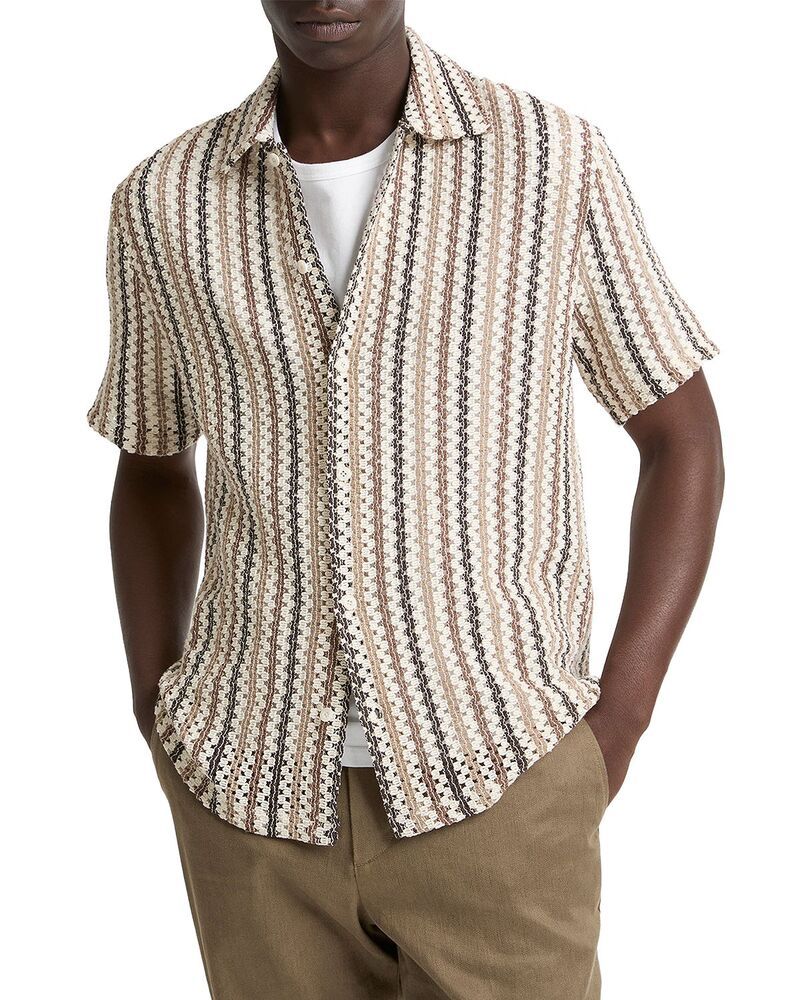 ヴィンス メンズ トップス シャツ Vince Beach Stripe Short Sleeve Shirt Wilderness Combo ストライプ