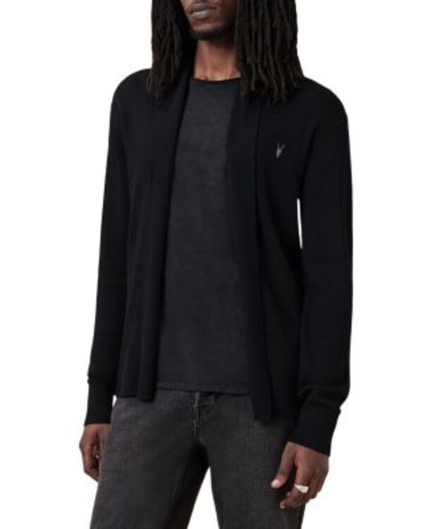オールセインツ メンズ アウター カーディガン レギュラーフィット ウール セーター ALLSAINTS Mode Regular Fit Merino Wool Open Cardigan Swea