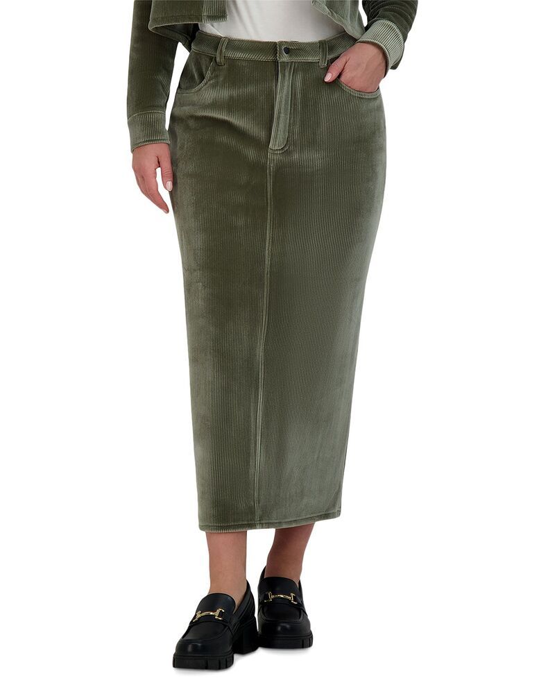 ポイント レディース ボトムスカート リブニット Point Rib Knit Velour Skirt Olive オリーブ