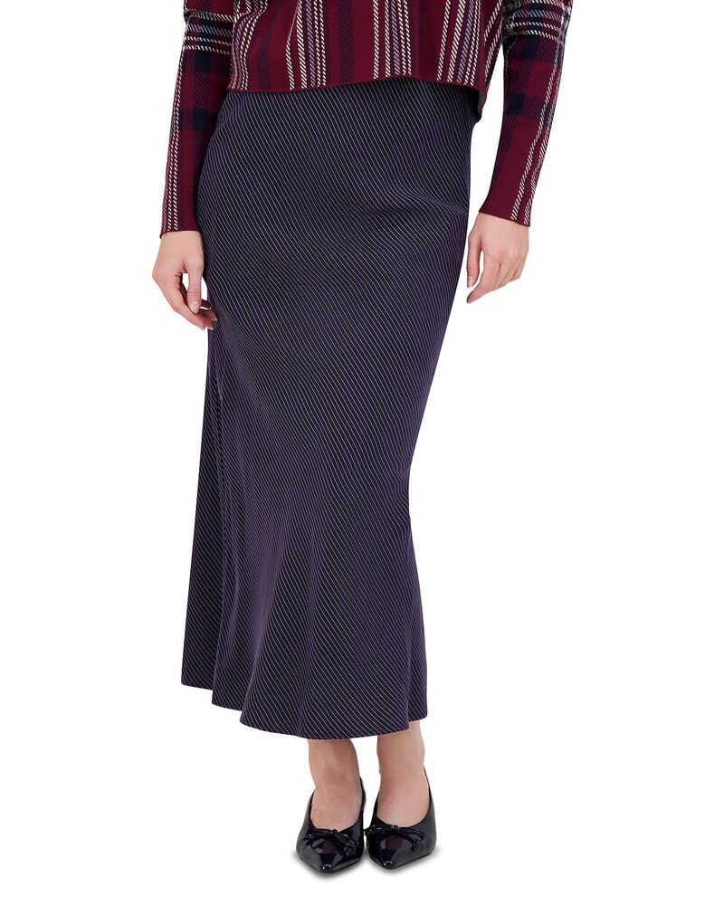 ポイント レディース ボトムスカート Point Brushed Straight Slip Skirt Navy Stripe ネイビー