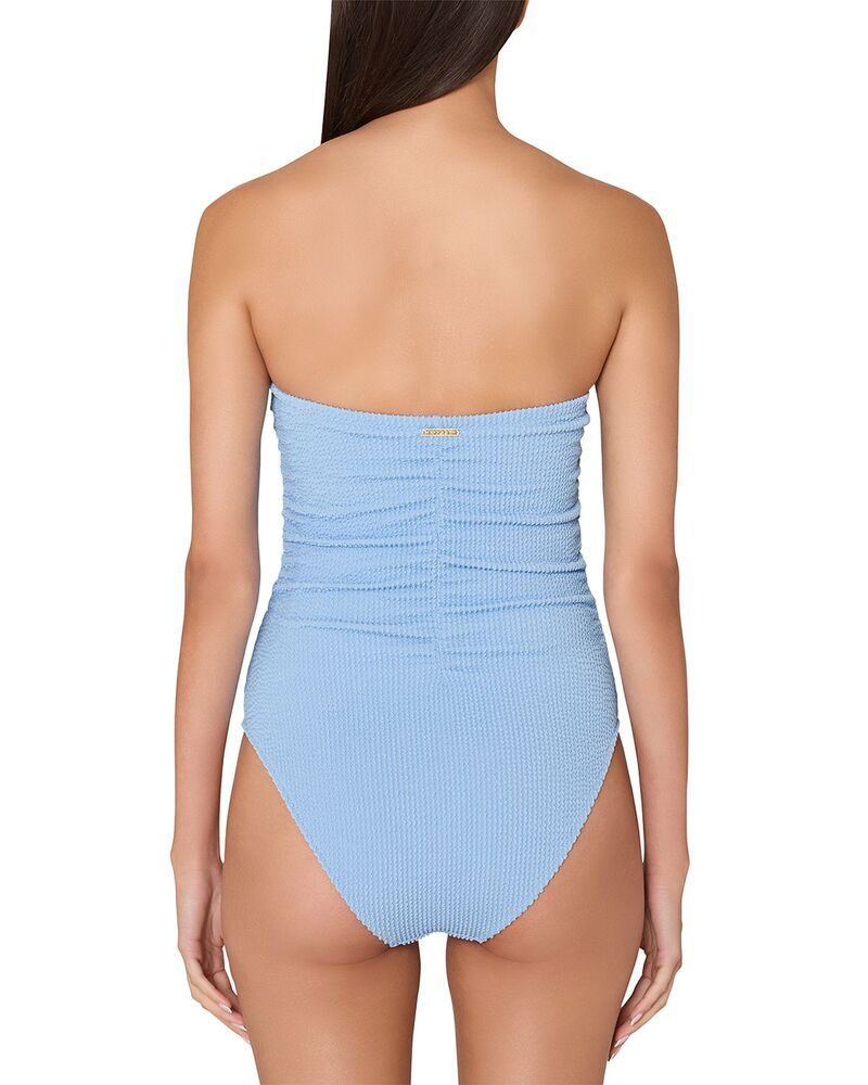 ミリー レディース 水着 上下セット ギャザー MILLY Textured Ruched One Piece Swimsuit Light Blue ブルー