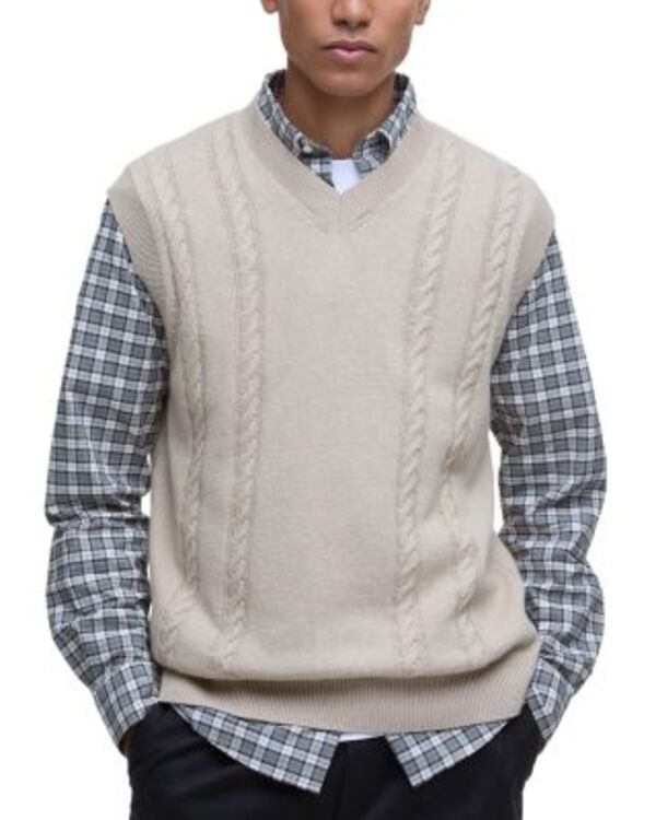バブアー メンズ アウター ベスト レギュラーフィット ニット Barbour Navaregular Fit Knit Vest Washed Stone ストーン