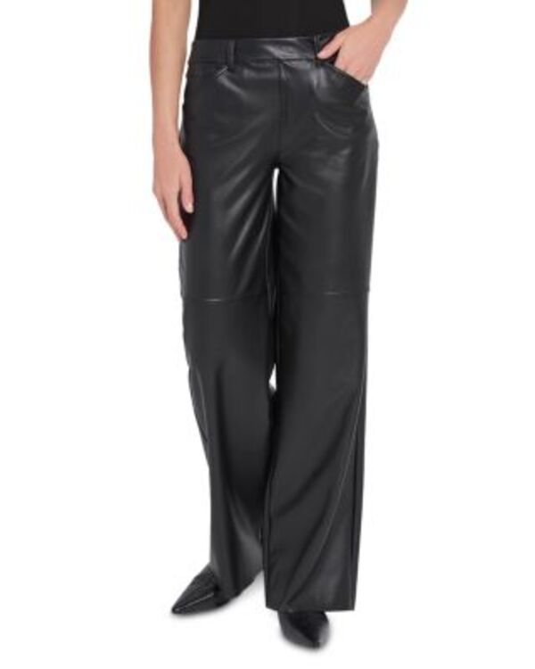 リス レディース ボトムス カジュアルパンツ ワイドレッグ レザー フェイクレザー Lyss Azara Wide Leg Faux Leather Pants Black ブラック