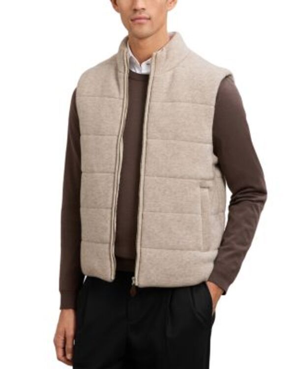 レイス メンズ アウター ベスト フルジップ リブ ノースリーブ ジレ REISS Otley Sleeveless Zip Through Ribbed Gilet Vest Oatmeal オート